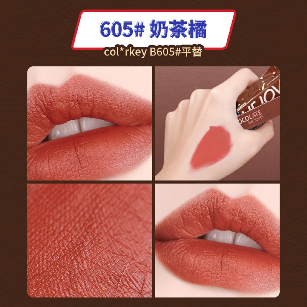 [Hàng mới về] Son môi màu nhung lì không thấm nước lâu trôi vỏ hình Chocolate