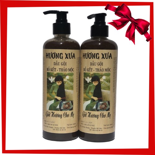 (COMBO sale 2 chai) Dầu gội bồ kết thảo mộc Hương Xưa sạch gàu, nấm ngứa, rụng tóc