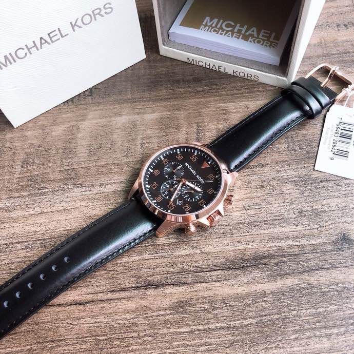 Đồng hồ nam michael kors mk8535 gage , dây da màu đen vỏ vàng hồng