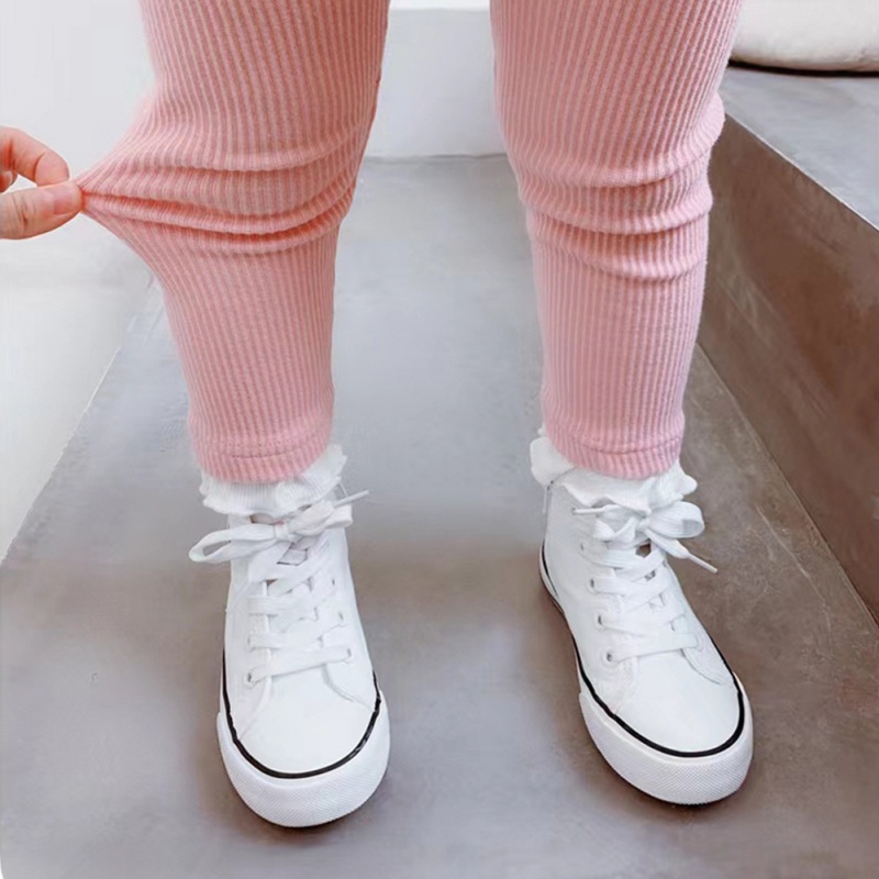 Quần Lót Legging Phối Ren Hoa Hoạ Tiết Kẻ Sọc Cho Bé Gái