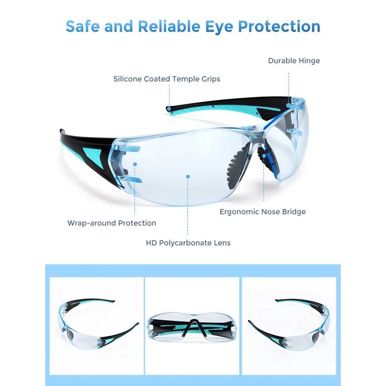 Mắt kính bảo hộ Mpow Protective Glasses bảo vệ mắt khỏi bụi bẩn côn trùng - EDS Hàng Mỹ