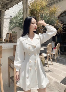 ĐẦM VEST NÚT BO EO