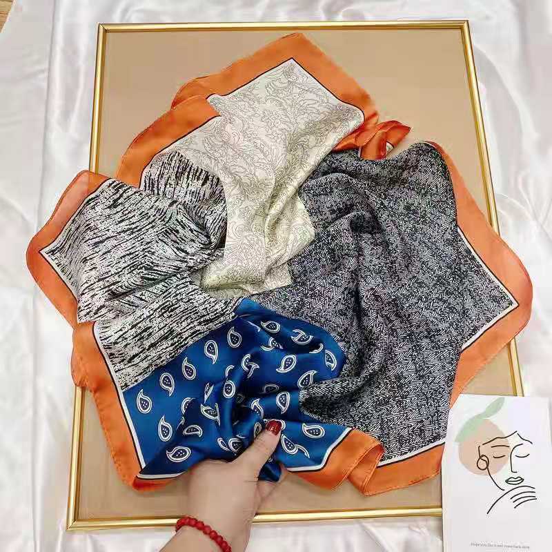 Khăn choàng cổ vải lụa nhân tạo in họa tiết độc đáo sang trọng 70x70cm