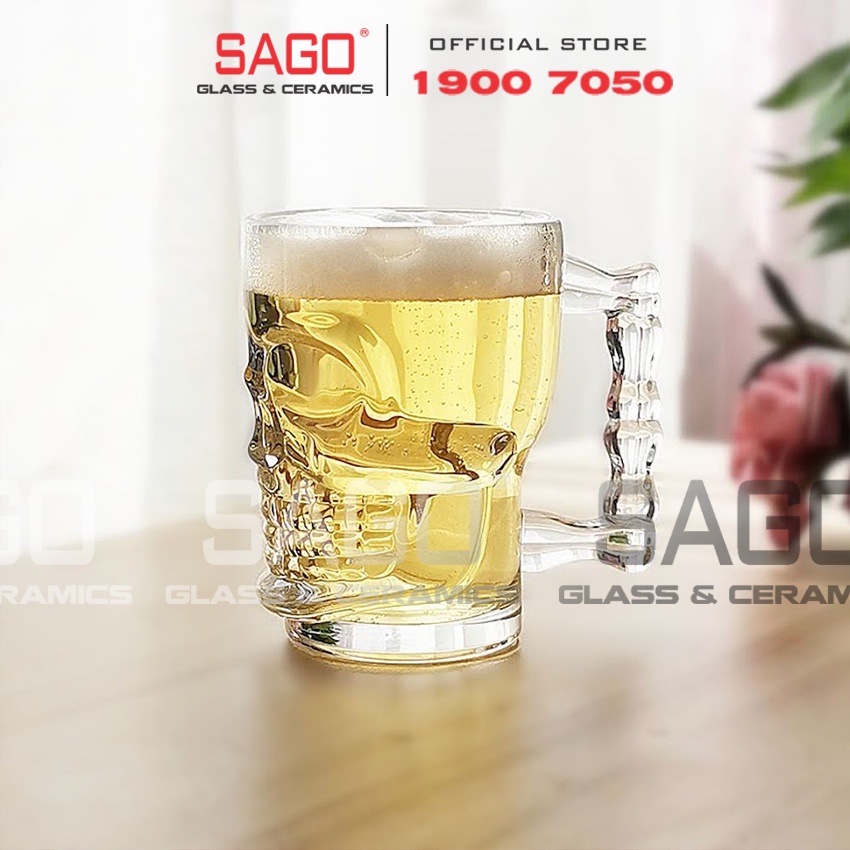Ly Thủy Tinh Deli Skull Beer Mug 540ml | ZB309 , Ly uống Bia Cao Cấp