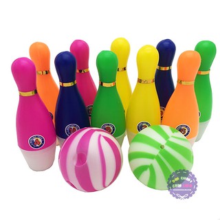 Bộ đồ chơi bowling 10 trái màu & 2 bóng nhựa loại nhỏ - ĐỒ CHƠI CHỢ LỚN