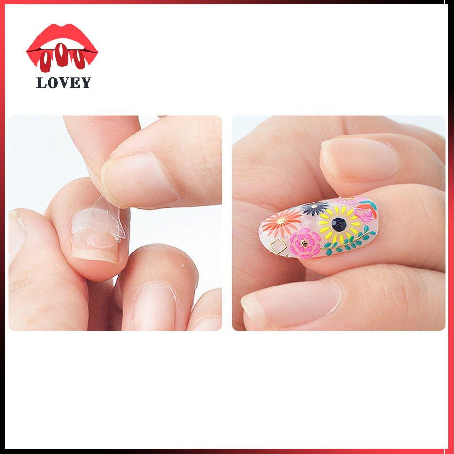 [Hàng mới về] Nhãn dán móng tay MANZILIN bằng keo chống thấm nước hai mặt/Bộ 24 Miếng Keo Dán Móng Tay Bằng silicone
