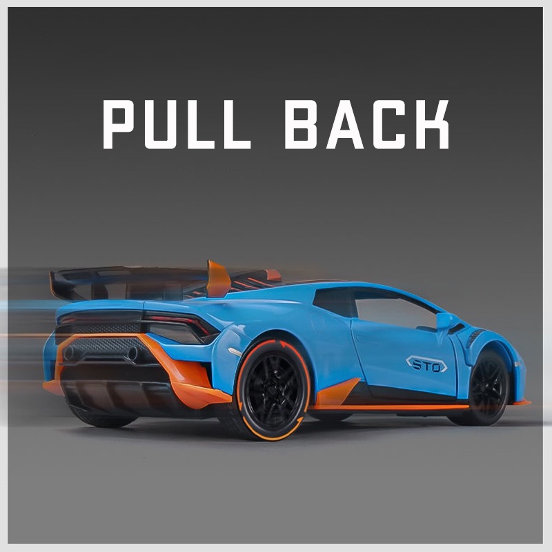 Mô Hình Xe Hơi Lamborghini Huracan STO Bằng Hợp Kim Tỉ Lệ 1: 24 Có Đèn Và Nhạc Độc Đáo