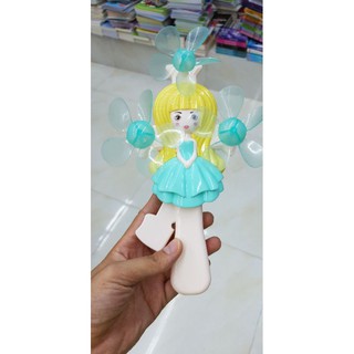 Quạt bóp tay 3 cánh công chúa dễ thương D858-1
