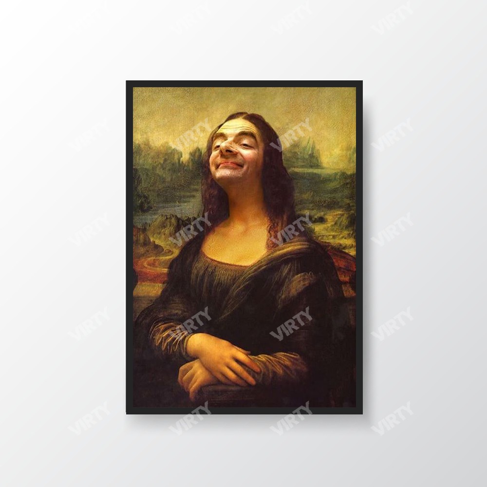 [Freeship Extra] Tranh canvas decor Mona Lisa Bean Troll Art