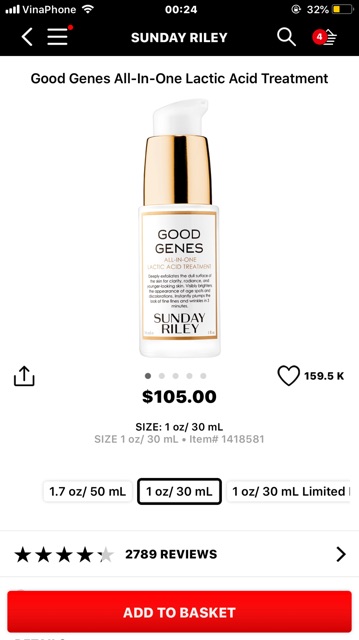 Serum Sunday Riley Good Genes 5ml, 8ml