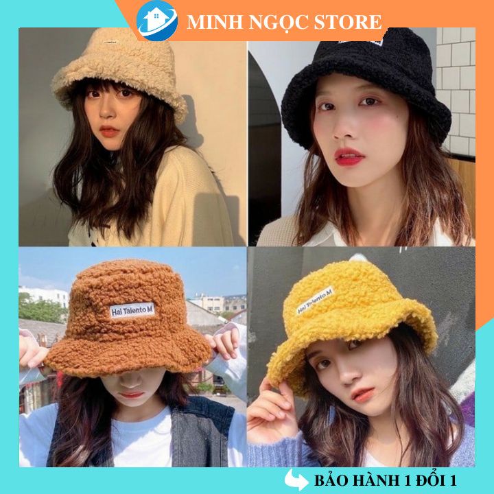 Mũ lông cừu bucket retro phong cách hàn quốc mũ lông cừu nữ mềm giữ ấm thu đông ulzzang (màu inbox )