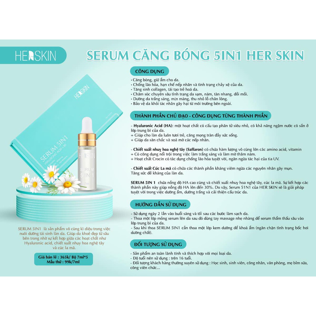 BỘ SẢN PHẨM DƯỠNG TRẮNG DA MẶT NICE DAY(20G) + SERUM 5IN1(35ML) CĂNG BÓNG, DƯỠNG TRẮNG DA HERSKIN PRINCESS WHITE | BigBuy360 - bigbuy360.vn