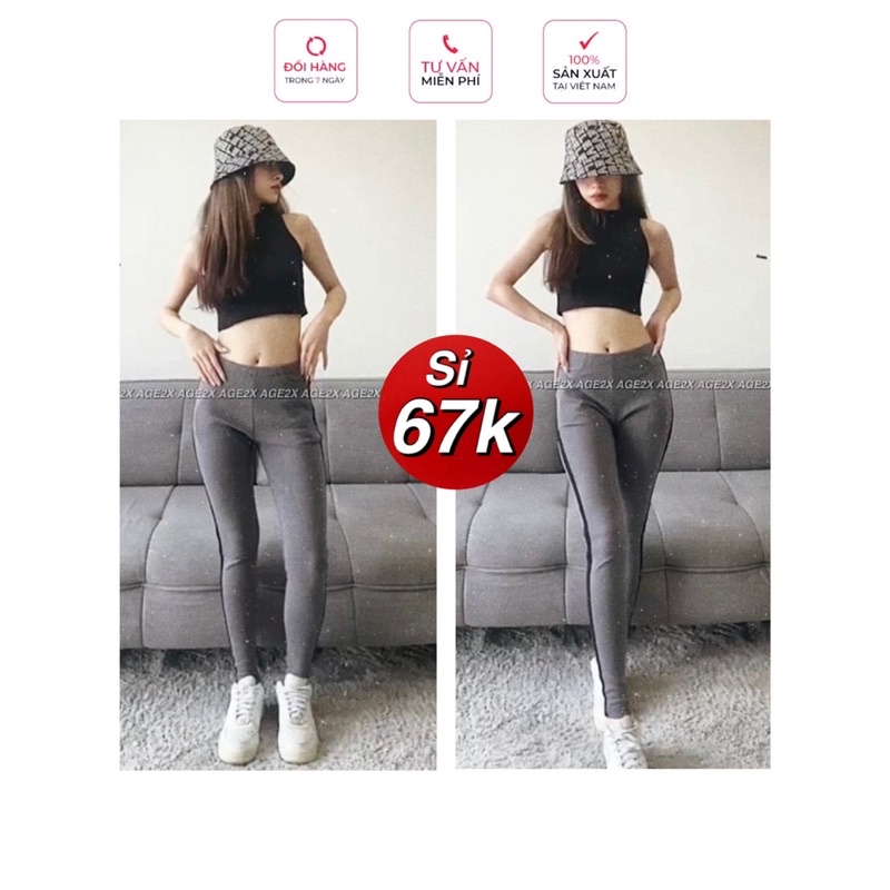 Quần legging trơn nữ Đen và Xám AGE2X hàng VNXK đạt tiêu chuẩn chất lượng cao