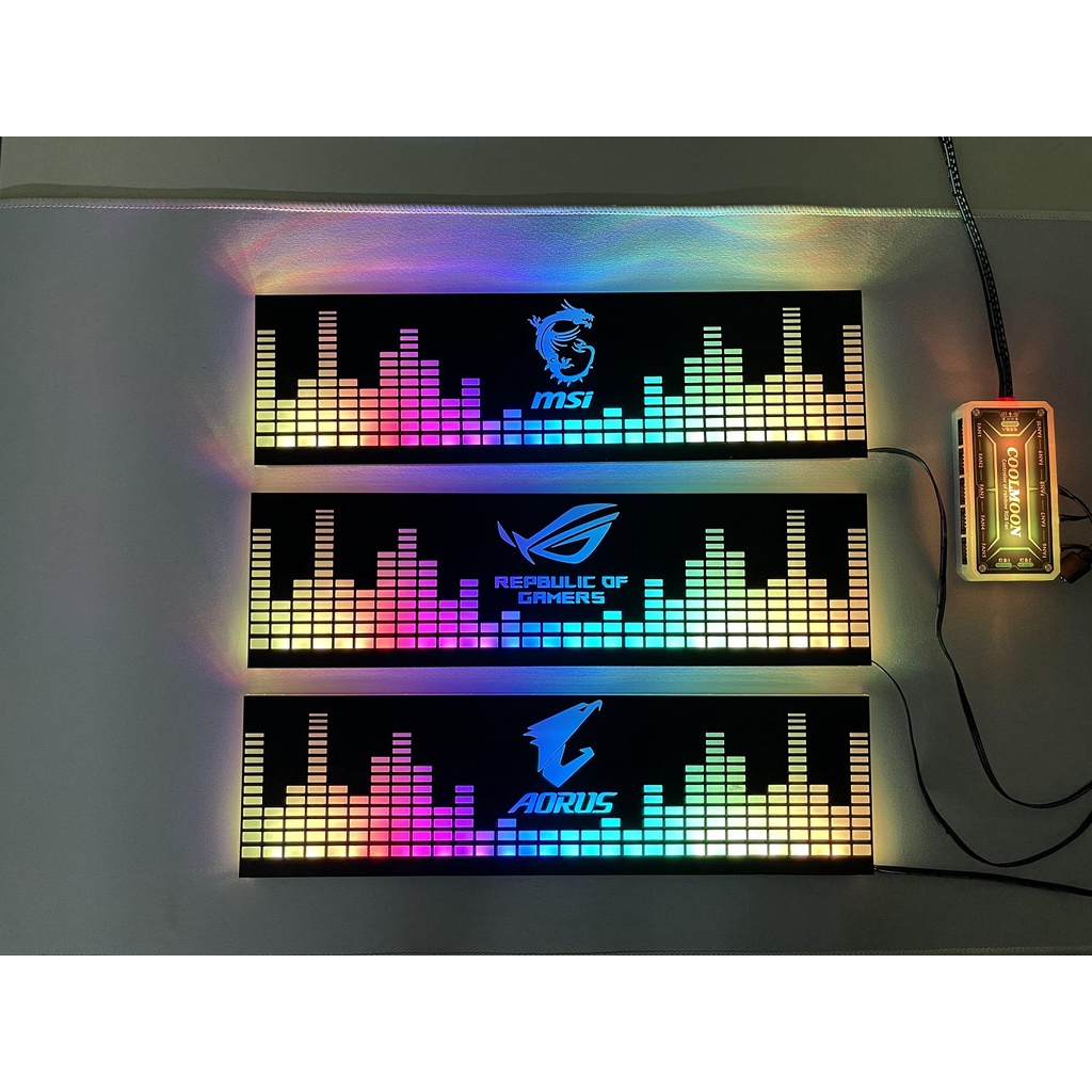 Cover Che Nguồn Máy Tính Led RGB Đồng Bộ Hub Coolmoon Và Mainboard (3Pin 5V) - Họa Tiết Sóng Nhạc và Logo Các Hãng