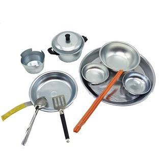 Bộ Đồ Chơi Nấu Ăn Mini 12 Món Bằng Nhôm Ngọc Bích, Đồ Chơi Nhà Bếp Dành Cho Bé
