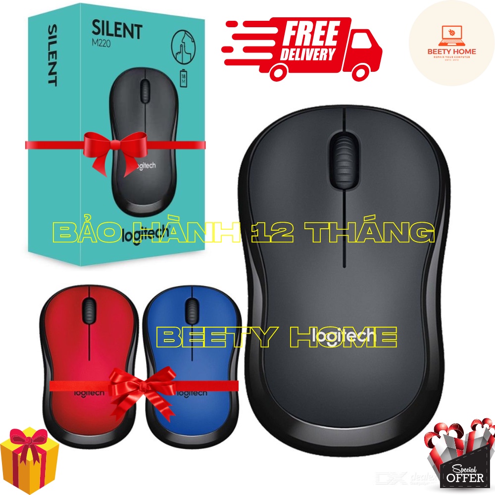 Chuột không dây Logotech M220 silent mouse độ nhạy cao giảm tiếng ồn tặng kèm pin hãng