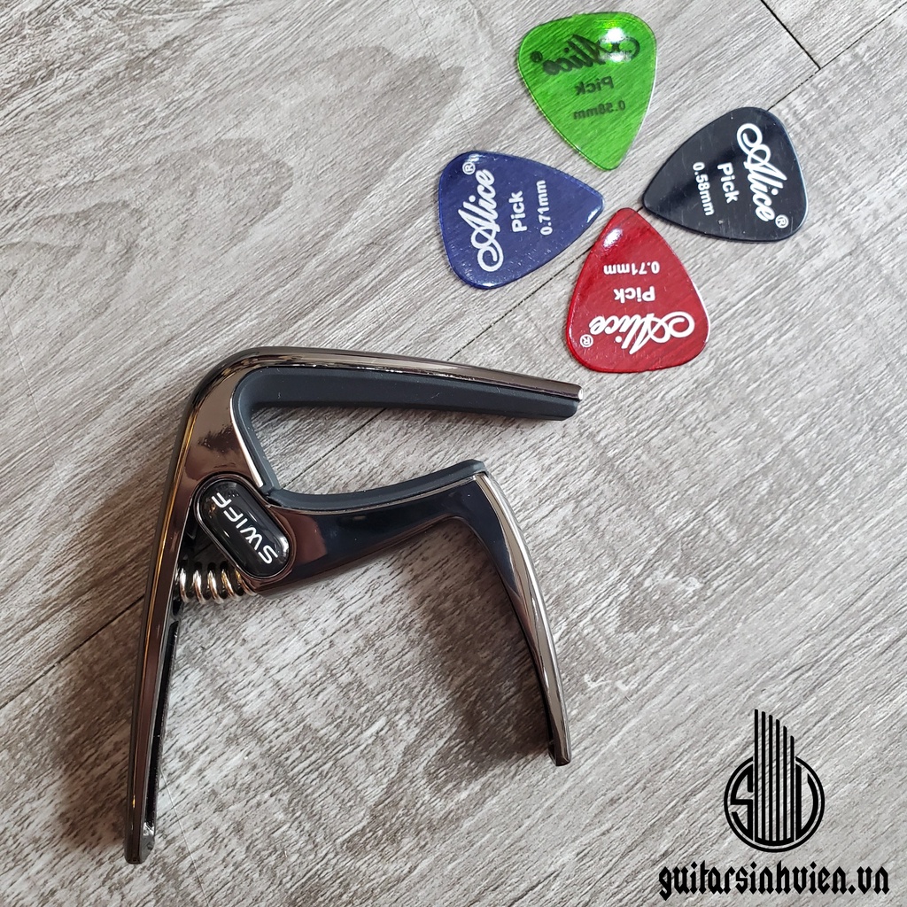 Capo guitar cao cấp SWIFF - Kim loai đúc và lò xo siêu bền - Kẹp bao chắc - Tặng pick khi đặt hàng