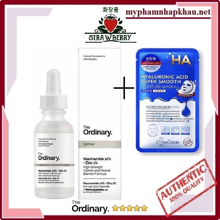 [Sephora Korea] Tinh chất giảm mụn The Ordinary giảm thâm Niacinamide 10% + Zinc 1% (Tặng mặt nạ)