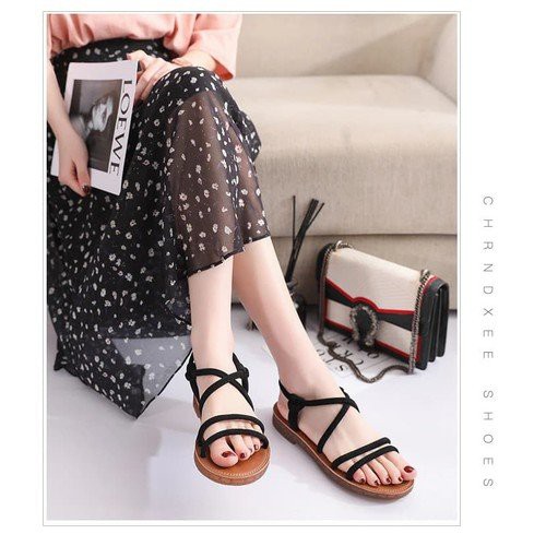 GIÀY SANDAL NỮ ĐẾ BỆT 2 QUAI NGANG