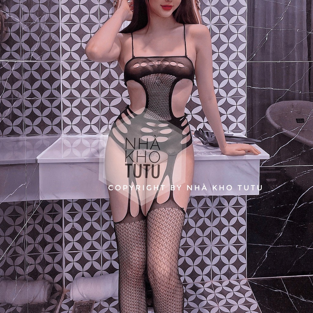 Set đồ ngủ ren lưới bodysuit liền vớ mặc nhà L364 Nhà Kho TuTu | BigBuy360 - bigbuy360.vn