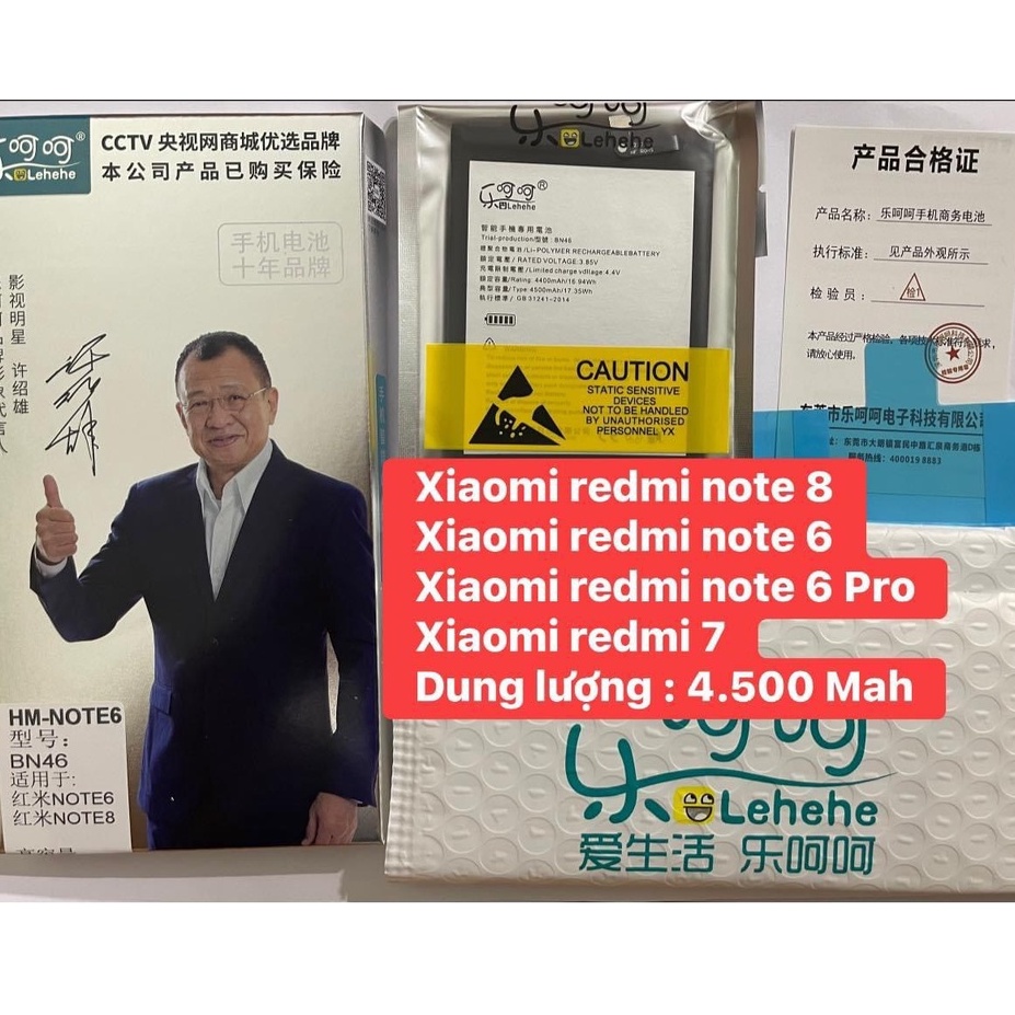 Pin BN46 Xiaomi redmi Note 6/redmi note 6 pro/Redmi 7/Redmi note 8 Chính hãng Lehehe