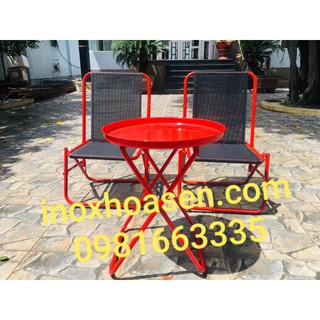 Ghế xếp cafe sắt giá rẻ(combo 2 ghế 1 bàn)