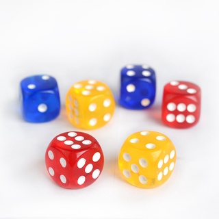 Set 5 viên xí ngầu trong suốt màu đỏ (Transparent Dice) 1.7 cm