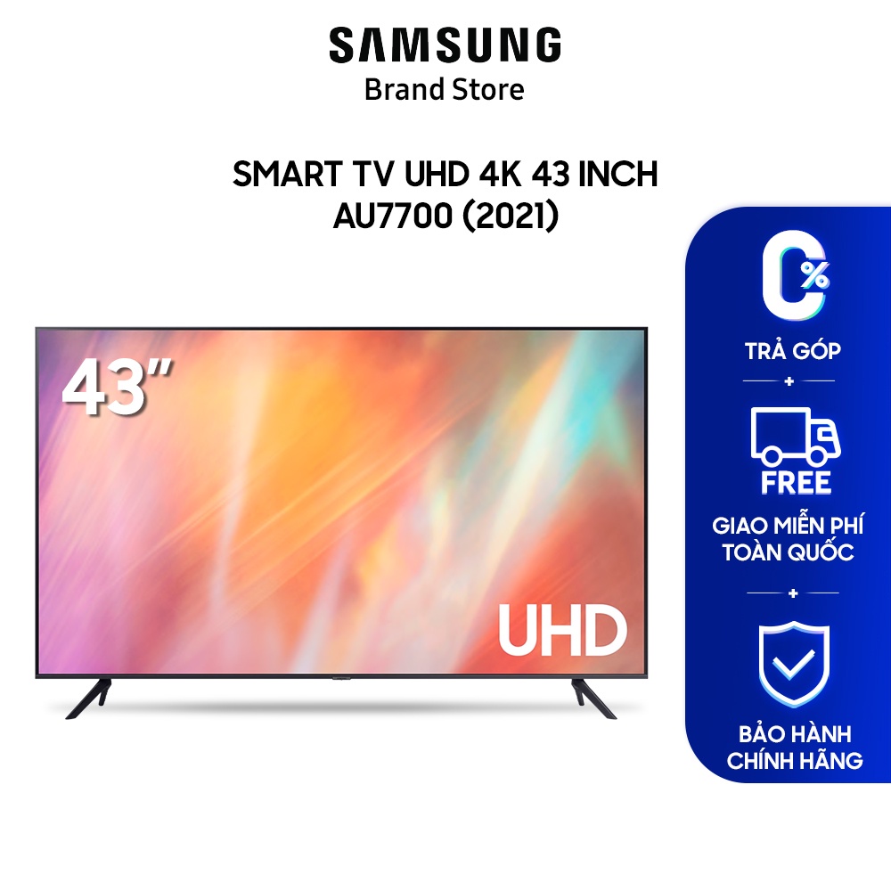 [Mã ELBAU5 giảm 5% tối đa 500K] Smart TV Samsung Crystal UHD 4K 43 inch AU7700 2021