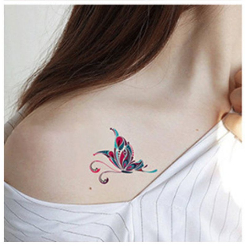 Hình xăm bướm biến tấu g01. Xăm dán tatoo mini tạm thời, size &lt;10x6cm