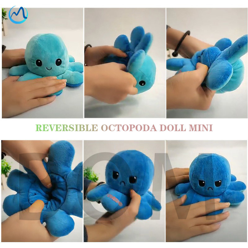 20/30/40cm Tiktok Reversible Flip Octopus Stuffed  Plush Doll Soft Simulation Reversible Plush Toy Double-sided Color Flip