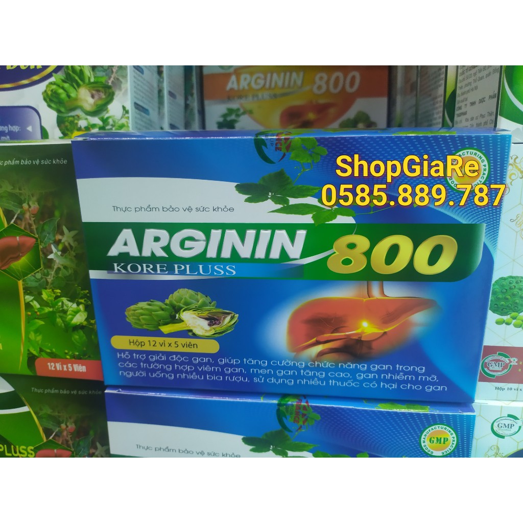 Arginin 800 kore pluss bổ gan, mát gan, giải độc, hạ men gan, tăng cường chức năng gan