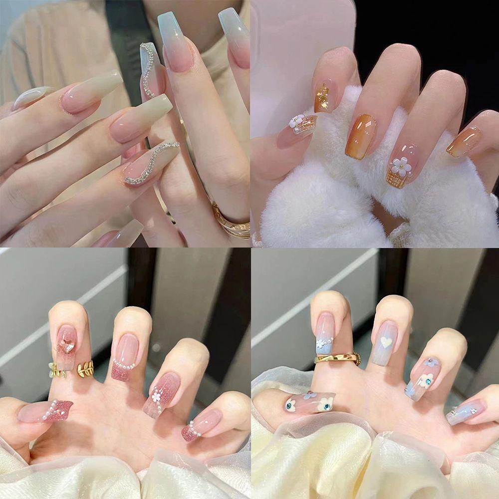 Bộ 24 Móng Tay Giả Dạng Nhấn Che Phủ Toàn Diện|Phụ Kiện Chuyên Dụng Dành Cho Múa Ba Lê