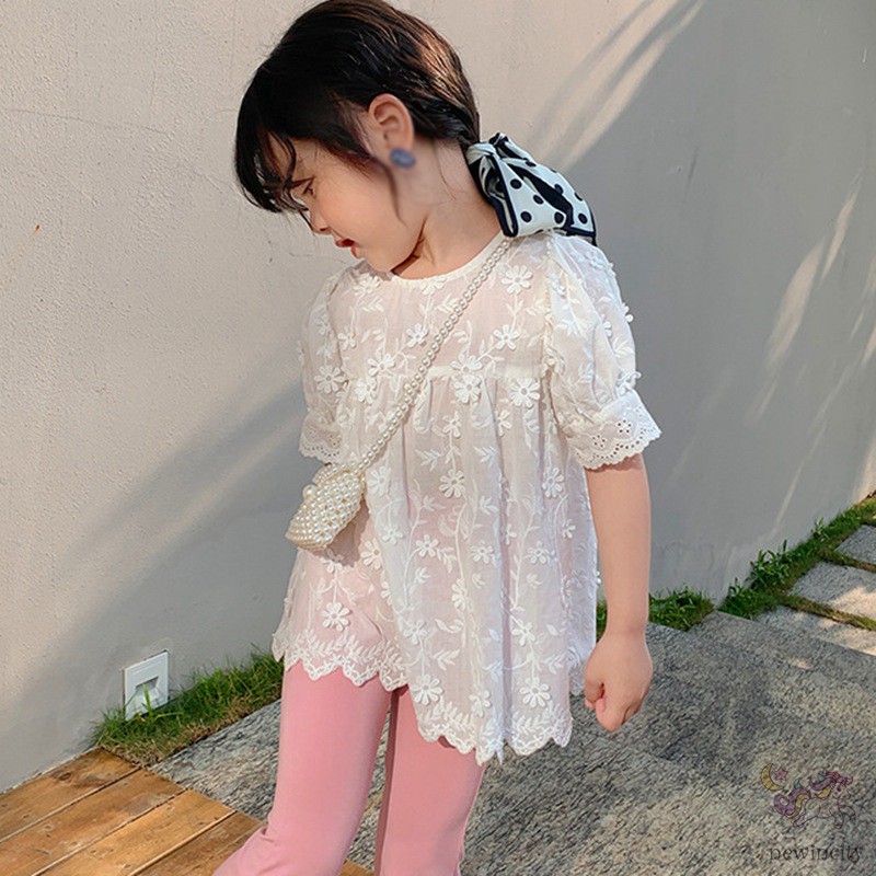 Áo Kiểu Đính Hoa Phong Cách Hàn Quốc Cho Bé Gái