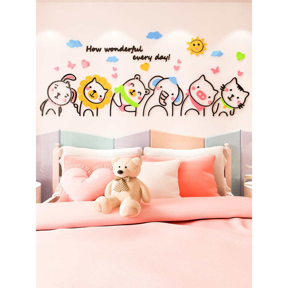 Tranh dán tường mica 3d decor khổ lớn hoạt hình những người bạn dễ thương Nhiều Size - EPeBen