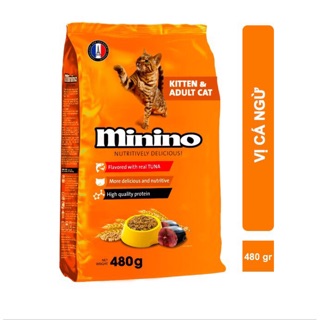 Thức ăn hạt khô cho mèo mọi lứa tuổi Minino Yum 480g vị Cá Ngừ