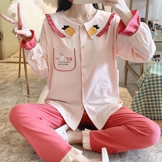 Set đồ mặc nhà rộng rãi thoải mái dài tay bà bầu mặc đều được