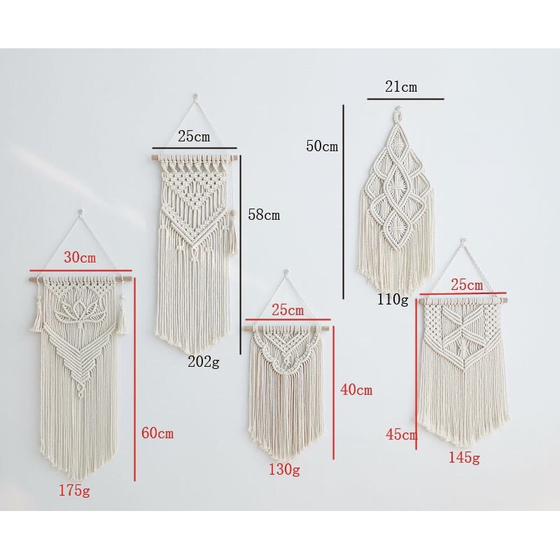 Macrame treo tường trang trí phòng ngủ, phòng khách phong cách decor vintage