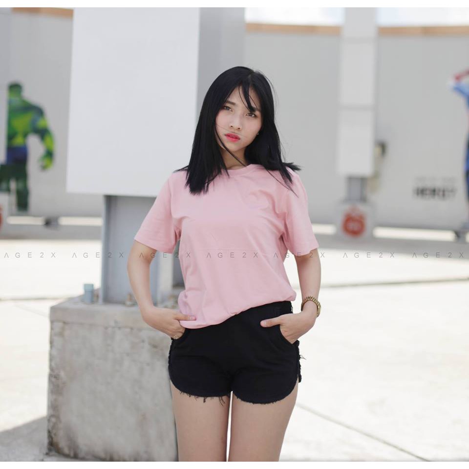 ÁO THUN TRƠN AGE2X - MÀU HỒNG NUDE