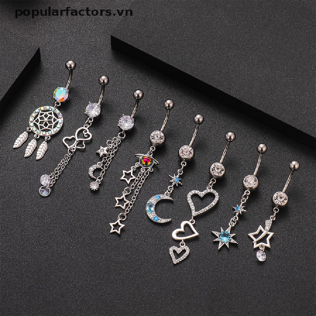 Khuyên rốn thiết kế nhiều kiểu dáng tùy chọn đính đá zircon thời trang đa năng