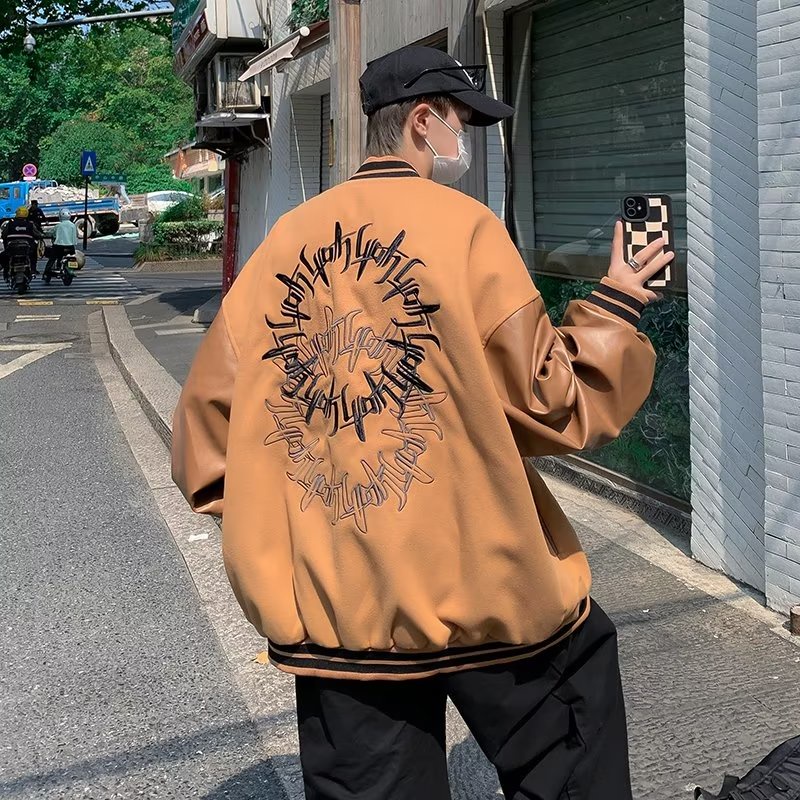Áo Khoác Bóng Chày Thiết Kế Đơn Giản áo khoác bomber Thời Trang áo khoác bomber nỉ nam Phong Cách Hàn Quốc áo dài tay varsity jacket