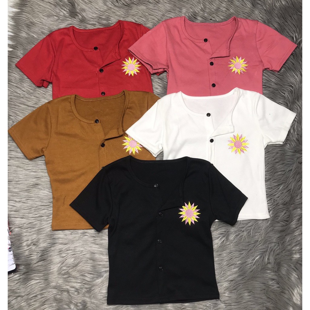 Áo croptop cài nút hoa cúc siêu hot ảnh thật