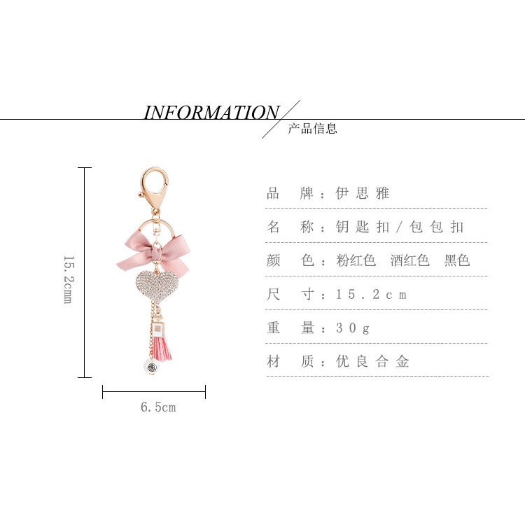 Móc khóa hình trái tim đính ngọc trai xinh xắn