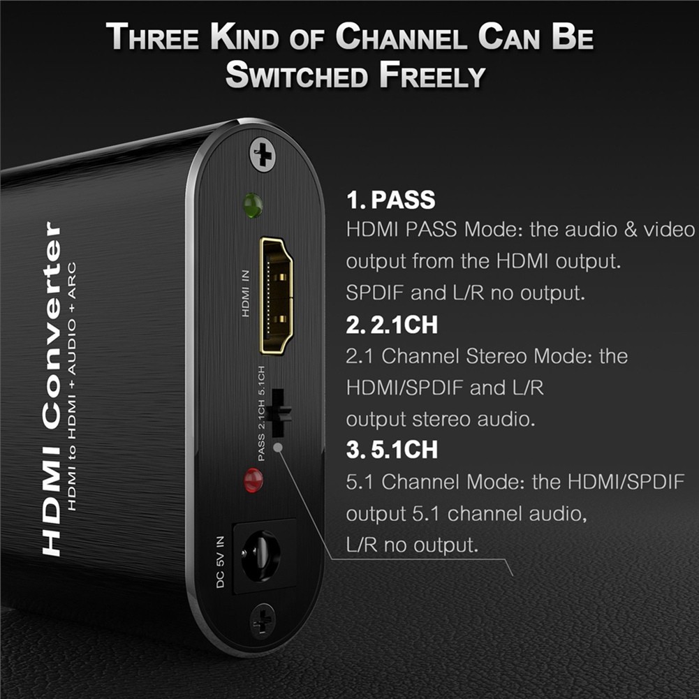 Bộ Chia Âm Thanh Hdmi 5.1 Arc Hdmi Sang Hdmi + Audio + Spdif 4k Optical Toslink Spdif-Us