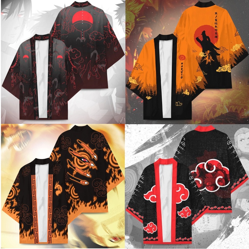 Áo Khoác Kimono Biểu Tượng Anime Konoha Hokage Kurama Uchiha Sharingan