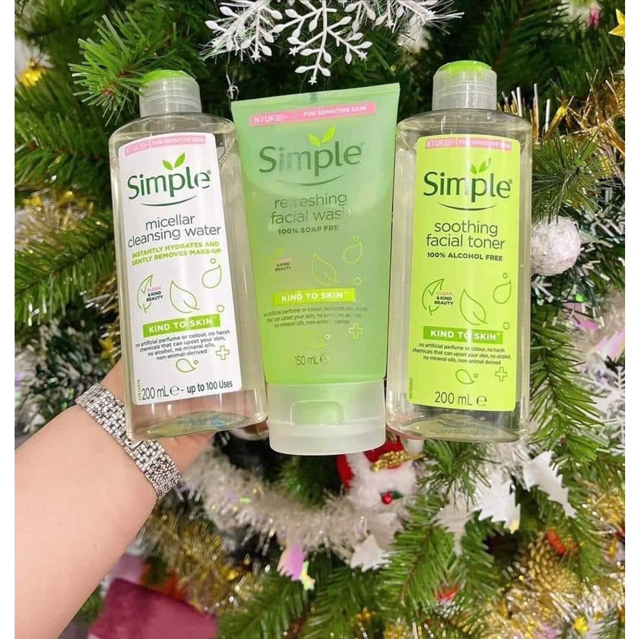 [HÀNG HOT] COMBO SIMPLE SKINCARE TẨY TRANG + SỮA RỬA MẶT + NƯỚC HOA HỒNG | BigBuy360 - bigbuy360.vn