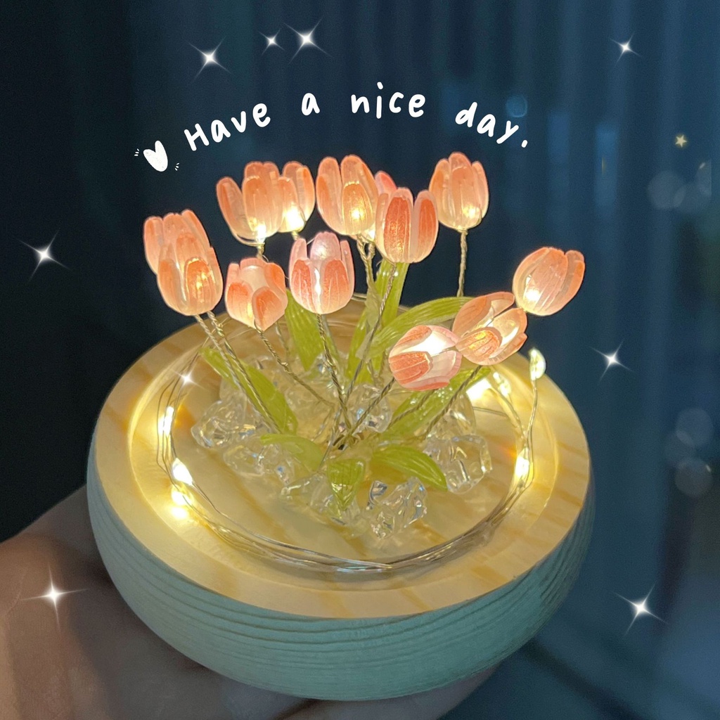 Đèn LED Mini Để Bàn Fairy Light Hoa Tulip Quà Tặng Noel