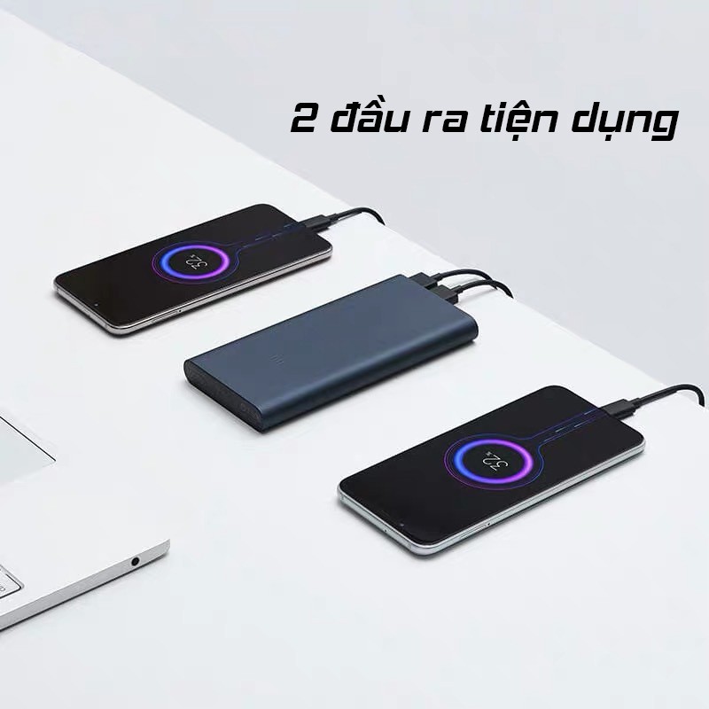 Sạc dự phòng Xiaomi Gen 3 10000mAh hỗ trợ sạc nhanh 18W 2 chiều vỏ pin hợp kim nhôm gia công CNC nguyên khối