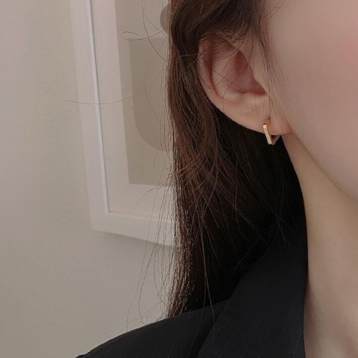 Bông Tai Mạ Bạc 925 Hình Tròn Phong Cách Hàn Quốc Trẻ Trung