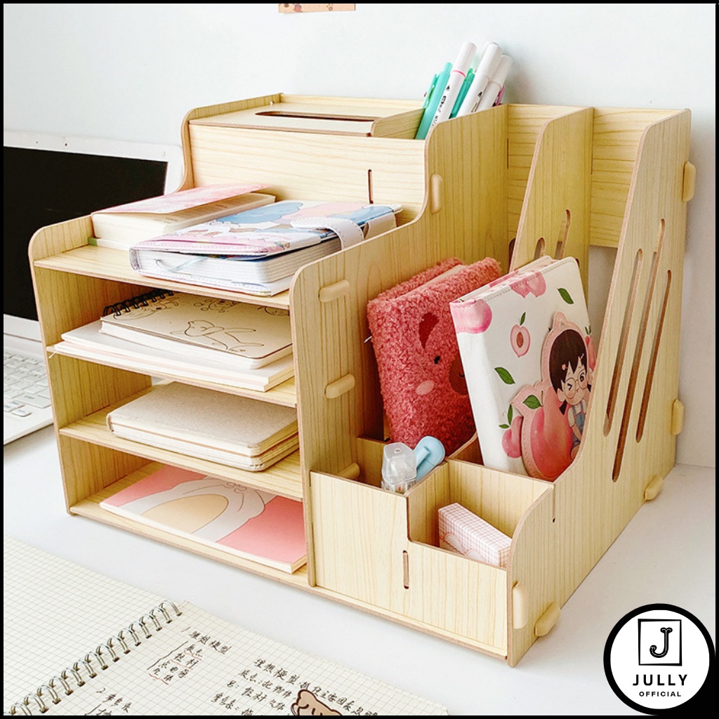 Kệ Sách Gỗ Để Bàn Đựng Văn Phòng Phẩm, Đồ Trang Điểm, Mỹ Phẩm - J17