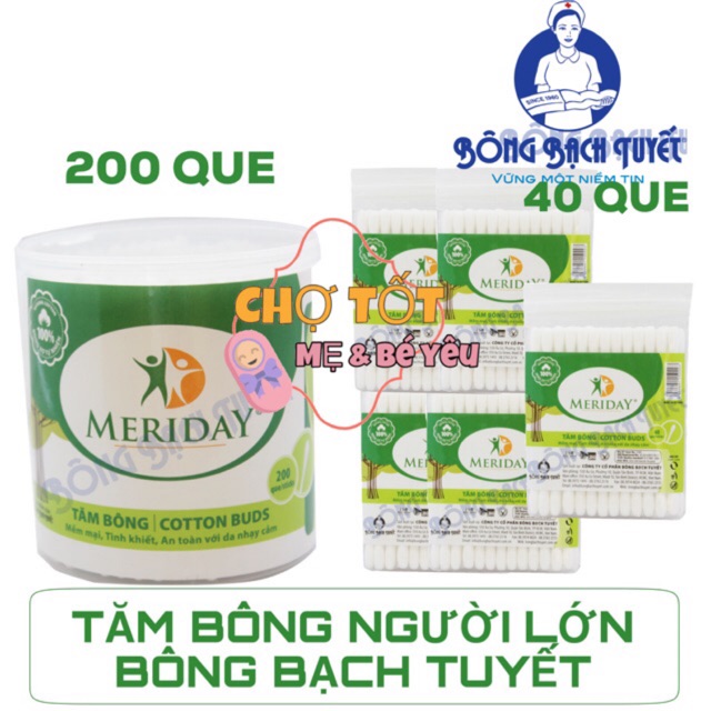 (Mẫu Mới) Tăm Bông Bông Bạch Tuyết Người Lớn Cao Cấp 200 que